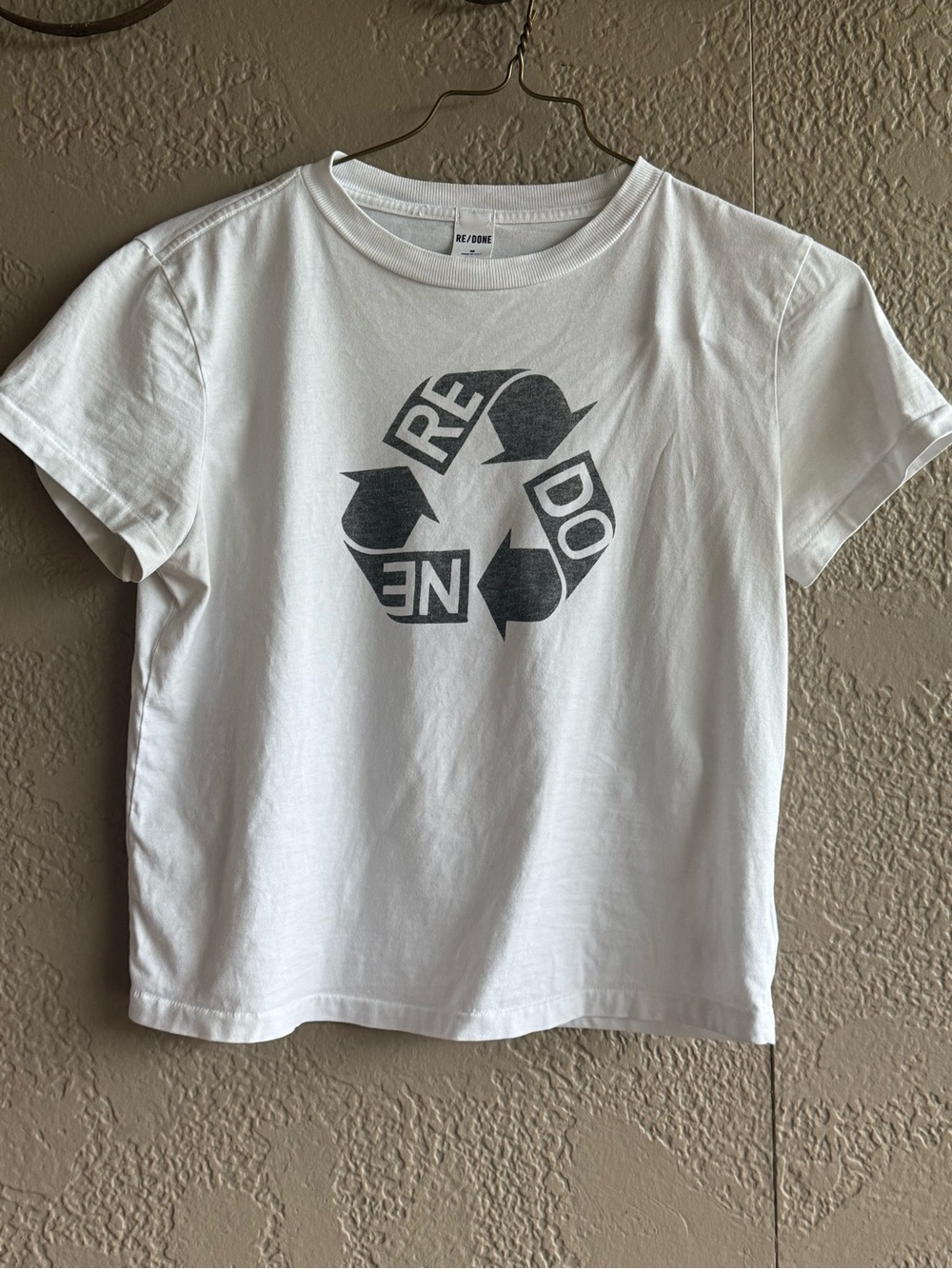 RE/DONE White Recycled Logo Graphic Tee Medium Made USA